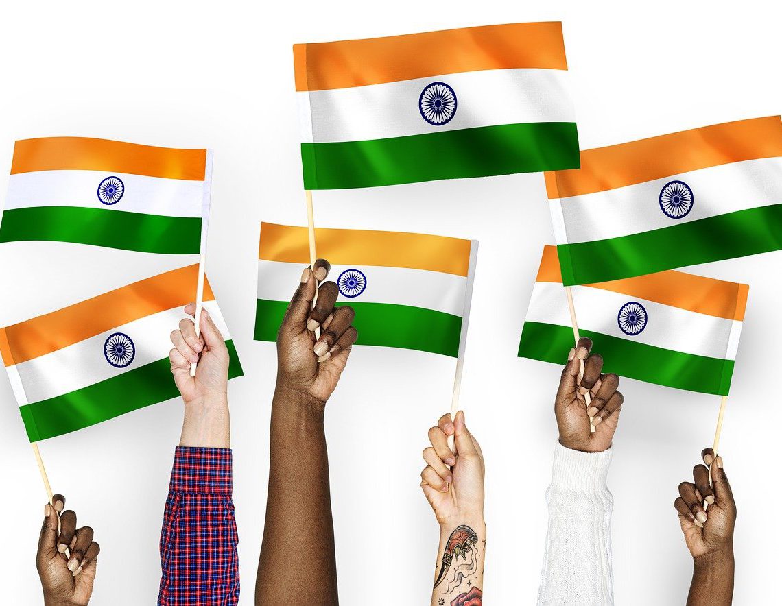 indian flag, hands, waving